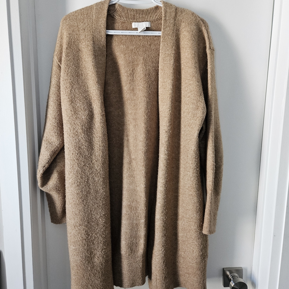 H&M Tan Open-Front Cardigan